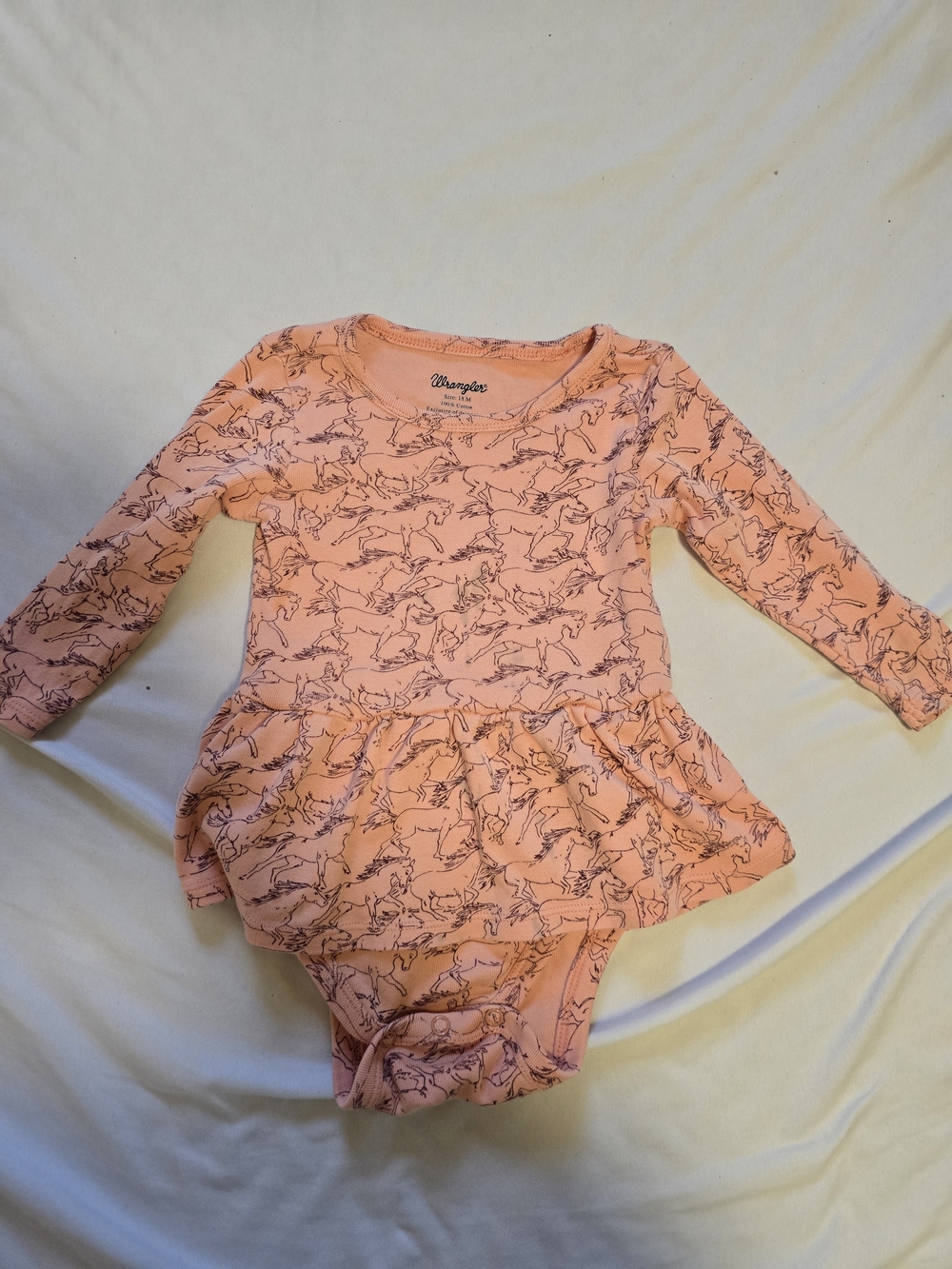 Wrangler Baby Girls Horse Print Dress Bodysuit Size 18 Months Pink Western